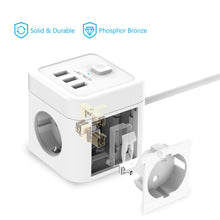 Carica l'immagine nel visualizzatore di Gallery, JSVER Multipresa Cubo 3 Scomparti con 3 USB, Power Strip Cube Bianco - Ilgrandebazar