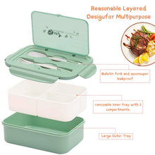 Carica l'immagine nel visualizzatore di Gallery, LAKIND Lunch Box, Porta Pranzo, 1400ml Kids Bento Box con 3 Scomparti e Verde - Ilgrandebazar