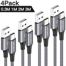 Carica l'immagine nel visualizzatore di Gallery, AVIWIS Cavo USB C, [4Pezzi, 0.3m 1m 2m 3m] Nylon Tipo C di Ricarica... - Ilgrandebazar