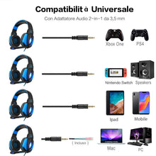 Carica l'immagine nel visualizzatore di Gallery, Cuffie da Gioco per PC, YINSAN Gaming con Cavo USB Audio Jack Blu - Ilgrandebazar