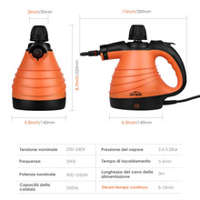 Carica l'immagine nel visualizzatore di Gallery, SIMBR Pulitore a Vapore Portatile,Pulitore Multiuso con 350ml, Arancio