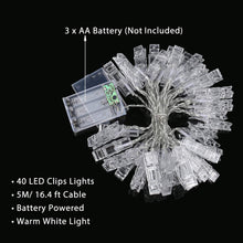Carica l'immagine nel visualizzatore di Gallery, Cookey LED Foto Clip Stringa Illuminazione - 40 Clips 5M 3 AA Batterie - Ilgrandebazar