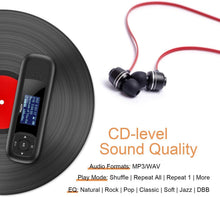 Carica l'immagine nel visualizzatore di Gallery, AGPTEK Lettore MP3 portatile da 8 GB, display LCD da 1 pollici, chiavetta USB con FM, registrazione U3, nero e rosso