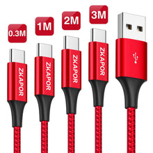 Carica l'immagine nel visualizzatore di Gallery, ZKAPOR Cavo USB C [4Pezzi, 0.3m 1m 2m 3m] Tipo C Ricarica Rapida e...