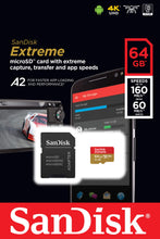 Carica l'immagine nel visualizzatore di Gallery, SanDisk Extreme Scheda di Memoria microSDXC da 64 GB e Adattatore SD 64