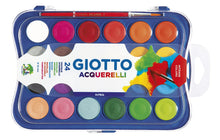 Carica l'immagine nel visualizzatore di Gallery, Giotto acquerelli in 24 colori, pastigle da 30mm, con pennello Single