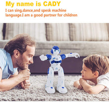 Carica l'immagine nel visualizzatore di Gallery, NEWYANG Robot Giocattolo Bambini - Robot Telecomandato con Intelligente Programmabile, Gesture Sensing,Parla,Cammina,Cantando e Balla,USB Ricarica Toy Robot (Blu)