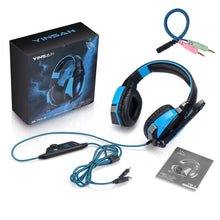 Carica l'immagine nel visualizzatore di Gallery, Cuffie da Gioco per PC, YINSAN Gaming con Cavo USB Audio Jack Blu - Ilgrandebazar