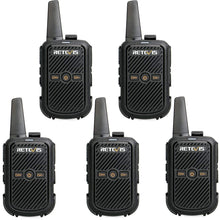 Carica l'immagine nel visualizzatore di Gallery, Retevis RT15 Mini Walkie Talkie 2W 208DCS Squelch Professionali 5 Pezzi, Nero - Ilgrandebazar
