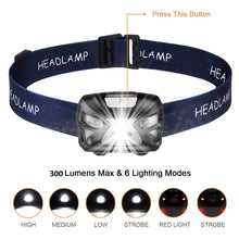Carica l'immagine nel visualizzatore di Gallery, eecoo Lampada Frontale LED USB Ricaricabile 1200 mAh, Testa IPX4 8... - Ilgrandebazar