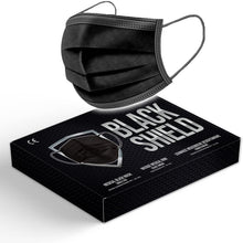 Carica l'immagine nel visualizzatore di Gallery, BLACK SHIELD - Mascherine Chirurgice Certificate CE Nere 3 veli - Dispositivo Medico di Tipo I - 50 Pezzi
