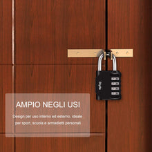 Carica l'immagine nel visualizzatore di Gallery, Lucchetto Combinazione, [Confezione Da 2] [Nuova Versione] Diyife Nero - Ilgrandebazar