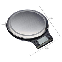 Carica l'immagine nel visualizzatore di Gallery, Amazon Basics - Bilancia digitale da cucina con display LCD, priva di bisfenolo A (pile incluse), Nero e acciaio inossidabile