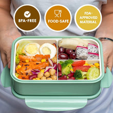 Carica l'immagine nel visualizzatore di Gallery, Sinwind Lunch Box, Porta Pranzo, Bento Box con 3 Scomparti e Verde