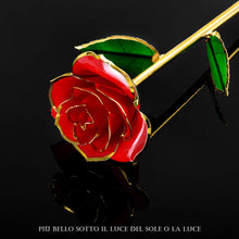 Carica l'immagine nel visualizzatore di Gallery, FORGIFTING Fiore di Vera Rosa Placcata con Oro 24K, Rose Rossa - Ilgrandebazar