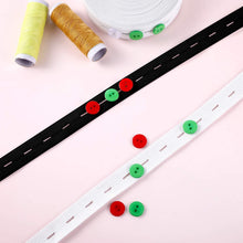 Carica l'immagine nel visualizzatore di Gallery, 11 Yarde Elastica per Asole Bobina di Fasce Elastiche Cavo Elastico Piatto a Fascia da Cucito con Asola, 2 Pacchi (Bianco e Nero, 1,5 cm di Larghezza)
