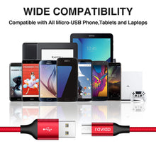 Carica l'immagine nel visualizzatore di Gallery, RAVIAD Cavo Micro USB [4 Pezzi:0.3m,1m,2m,3m] 0.3m 1m 2m 3m, Rosso - Ilgrandebazar