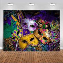 Carica l'immagine nel visualizzatore di Gallery, Viola Oro Verde Perline Festa in Maschera Fotografia Sfondo Vinile 7x5ft per... - Ilgrandebazar