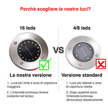 Carica l'immagine nel visualizzatore di Gallery, [GARANZIA A VITA] 4 Pezzi, Luce Solare da Giardino 16 LED Fredda