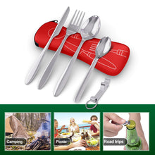 Carica l'immagine nel visualizzatore di Gallery, 5 Premium Acciaio Inossidabile Set Posate da Campeggio - Cucchiaio Rosso - Ilgrandebazar