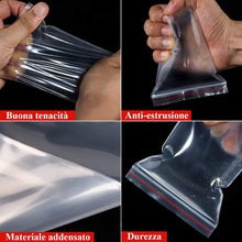 Carica l'immagine nel visualizzatore di Gallery, Gudotra 100pz-12x17cm Sacchetti Plastica Trasparenti Risigillabili con Zip Chiusura a Cerniera Riutilizzabile Spesso Bustine per Alimentari (12x17cm, 100 Pezzi)