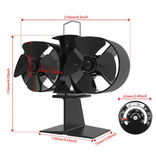Carica l'immagine nel visualizzatore di Gallery, Ventola Stufa Legna - 8-Blade Motore Gemellato 8-blade