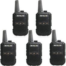 Carica l'immagine nel visualizzatore di Gallery, Retevis RT15 Mini Walkie Talkie 2W 208DCS Squelch Professionali 5 Pezzi, Nero - Ilgrandebazar