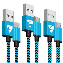 Carica l'immagine nel visualizzatore di Gallery, Aione Cavo Micro USB[3 Pezzi, 2m] Android Nylon Intrecciato 2M-Blu, blu - Ilgrandebazar