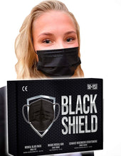 Carica l'immagine nel visualizzatore di Gallery, BLACK SHIELD - Mascherine Chirurgice Certificate CE Nere 3 veli - Dispositivo Medico di Tipo I - 50 Pezzi