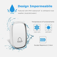 Carica l'immagine nel visualizzatore di Gallery, YYQ Campanello Senza Fili da Esterno Impermeabile IP44, Wireless Bianco - Ilgrandebazar