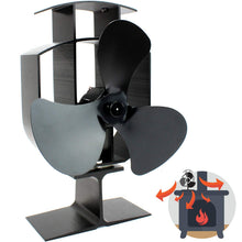 Carica l'immagine nel visualizzatore di Gallery, Heat Powered Stove Fan | Wood Log Burner Fireplace | Eco Friendly M&amp;W Black - Ilgrandebazar