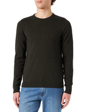 Carica l'immagine nel visualizzatore di Gallery, JACK &amp; JONES JJEBASIC Knit Crew Neck Noos Pullover, Forest Night/Detail:Twisted with Black, L Uomo
