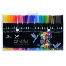 Carica l'immagine nel visualizzatore di Gallery, 25 Dual Brush Pen Pennarelli Punta Fine per Disegno Doppia nero - Ilgrandebazar