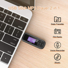 Carica l'immagine nel visualizzatore di Gallery, AGPTEK Lettore MP3 portatile da 8 GB, display LCD da 1 pollici, chiavetta USB con FM, registrazione U3, nero e rosso