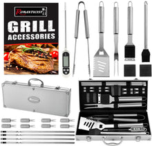 Carica l'immagine nel visualizzatore di Gallery, Romanticist 21Pc Set Barbecue in Acciaio Inox 37 x 16 x 6.5cm, Silver - Ilgrandebazar
