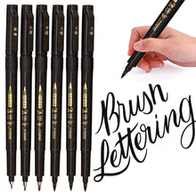 Carica l'immagine nel visualizzatore di Gallery, Sinwind 6 Pcs Calligrafia Pennarelli, Pennarello Nero a Punta Doppia per nero