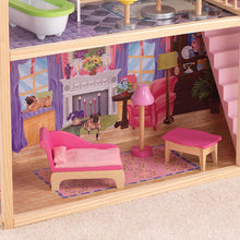 Carica l'immagine nel visualizzatore di Gallery, KidKraft 65092 Casa legno Kayla per bambole di 30cm con 10 accessori inclusi e 3 livelli di gioco, Multicolore