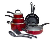 Carica l'immagine nel visualizzatore di Gallery, ANYONECANCOOK Set da Cucina 12 Pezzi Antiaderente con Batteria di Rosso - Ilgrandebazar