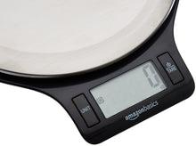 Carica l'immagine nel visualizzatore di Gallery, Amazon Basics - Bilancia digitale da cucina con display LCD, priva di bisfenolo A (pile incluse), Nero e acciaio inossidabile