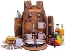 Carica l'immagine nel visualizzatore di Gallery, Apollowalker, zaino da picnic, borsa termica con posate, coperta e altri accessori, per 4 persone