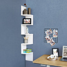 Carica l'immagine nel visualizzatore di Gallery, VASAGLE Scaffale Angolare a Parete con 5 Ripiani, Mobile di Legno per Bianco - Ilgrandebazar