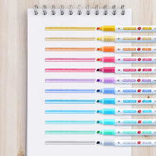 Carica l'immagine nel visualizzatore di Gallery, 12 Evidenziatori Pastello - Doppia Punta, Grossa e Fine - Set da 12 Colori... - Ilgrandebazar