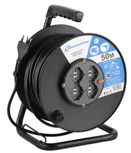Carica l'immagine nel visualizzatore di Gallery, Electraline 49028 Prolunga elettrica con avvolgicavo, 50 50 metri, Nero/Blu - Ilgrandebazar