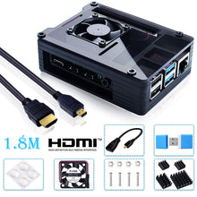 Carica l'immagine nel visualizzatore di Gallery, Bruphny Case per Raspberry Pi 4 con Ventola, 5V 3A USB-C HDMI Cavo - Ilgrandebazar