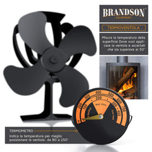 Carica l'immagine nel visualizzatore di Gallery, Brandson - Ventola per stufa termoalimentata - Termoventilatore No pile, Nero - Ilgrandebazar