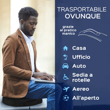 Carica l'immagine nel visualizzatore di Gallery, Bonmedico Cuscino Antidecubito - Cuscino Ortopedico Posturale per Casa, Ufficio e Auto - Rialzo per Sedia Ergonomico in Memory Foam - Supporto Lombar