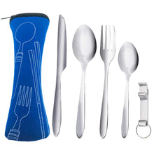 Carica l'immagine nel visualizzatore di Gallery, ZKSM - Set di 5 Posate da Campeggio, in Acciaio Inox, con Coltello, Silver