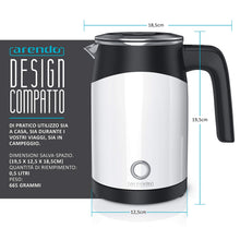 Carica l'immagine nel visualizzatore di Gallery, Arendo - Bollitore elettrico da mezzo litro modello Single - 1/2 Lt, Bianco - Ilgrandebazar