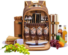 Carica l'immagine nel visualizzatore di Gallery, apollo walker Borsa frigo APOLLOWALKER 4 Person Picnic Backpack Hamper con Set di stoviglie e Coperta