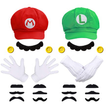 Carica l'immagine nel visualizzatore di Gallery, iZoeL Costume Super Mario Luigi Incluso 2X Cappello 4X Guanti... - Ilgrandebazar